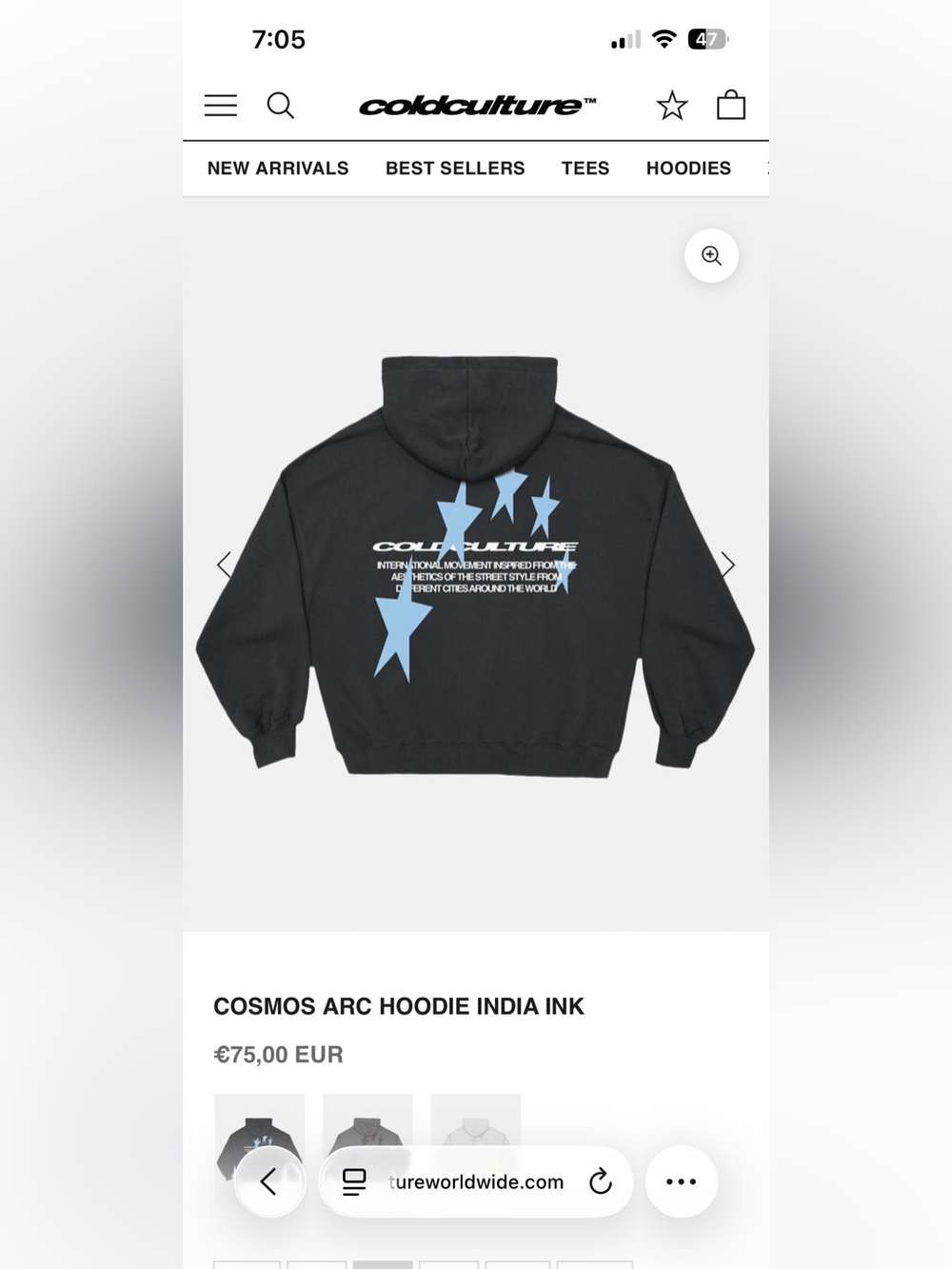 Cold Culture Cosmos Arc Hoodie India Ink